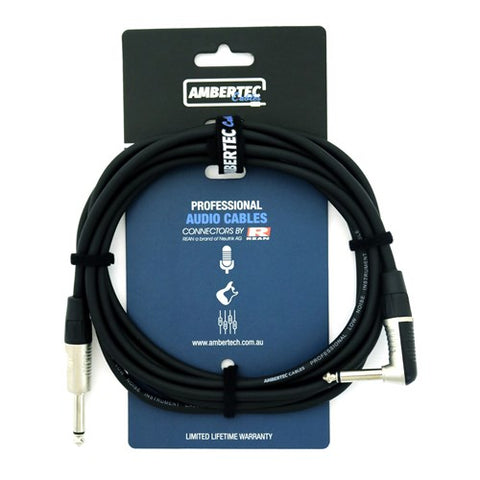 Ambertec Cables Guitar cable REAN connectors straight/right angle 3m (Black)