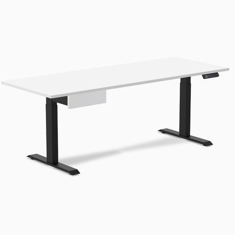 Desky Single Standing Desk With Drawer - White / 2000x750mm / Matte Black