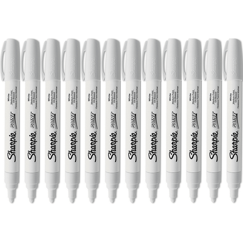 Sharpie Pack 12 Paint Marker Oil Based Medium 1.5mm (White)