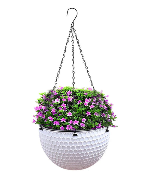 SOGA 16" Hanging Planter – Indoor Outdoor Pot with Chain and Drainage (White)