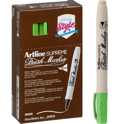 Artline Supreme Brush Marker Box of 12 (Yellow Green)