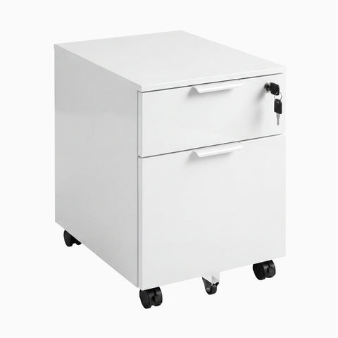 Desky Minimal Filing Cabinet - White / White Melamine
