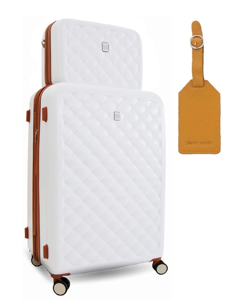 Pierre Cardin Medium Hard-Shell Suitcase & Mini Beauty Case Set w/ Tag White
