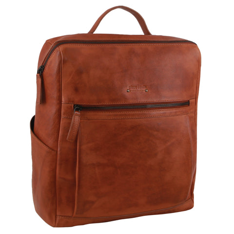 Pierre Cardin Leather Backpack 15" Laptop (Cognac)
