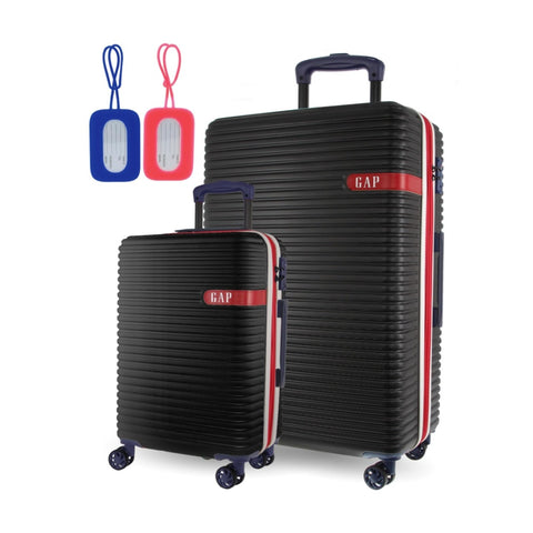 GAP Hard-Shell Suitcase Large Cabin Luggage Set with Tag (Black) [2-Pieces]