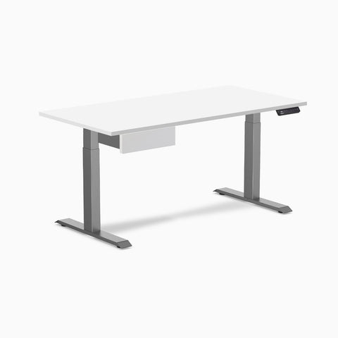 Desky Single Standing Desk With Drawer - White / 1500x750mm / Space Grey