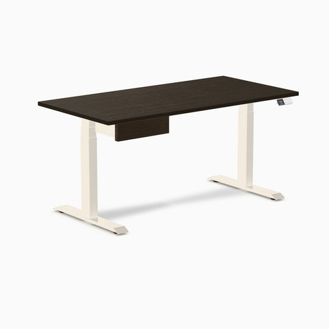 Desky Dual Bamboo Standing Desk With Drawer Dark Bamboo Standing Desk With Drawer 150cm and Wheat Frame