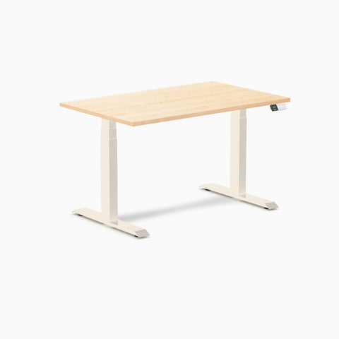 Desky Dual Hardwood Sit Stand Desk 120cm Maple Desktop and Wheat Frame