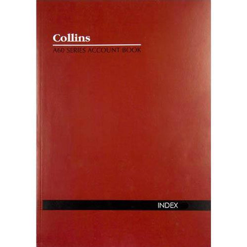 Collins Debden Collins A60 Series Account Book Index Through Feint Ruled Stapled 60 Leaf A4 Red
