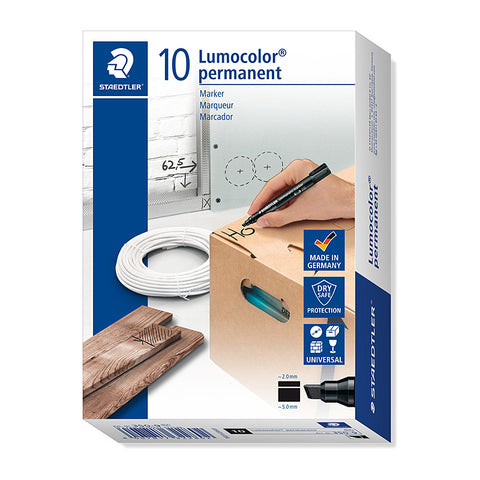 Staedtler Permanent Marker Chisel tip (Black) [Box 10]