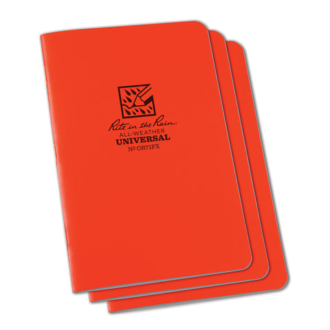 Rite in the Rain Stapled 4.625 x 7 Field Flex Notebook Universal 3 Pack - Blaze Orange