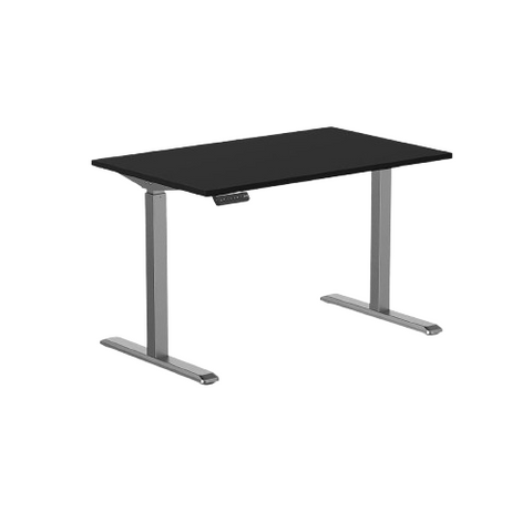 Desky Single Sit Stand Gaming Desk 120cm Black Desktop and Space Grey Frame