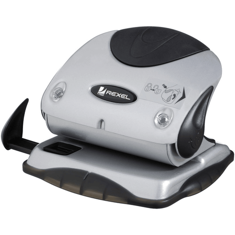 Rexel 2 Hole Punch Clam 15 Sheet Silver / Black
