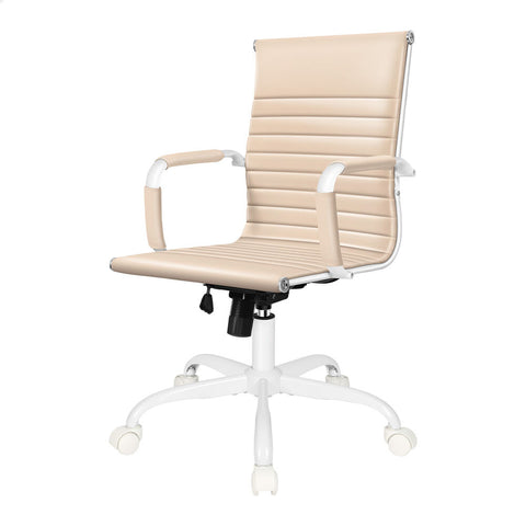 ALFORDSON Office Chair Ergonomic Executive Computer Seat Mid Back (Beige)