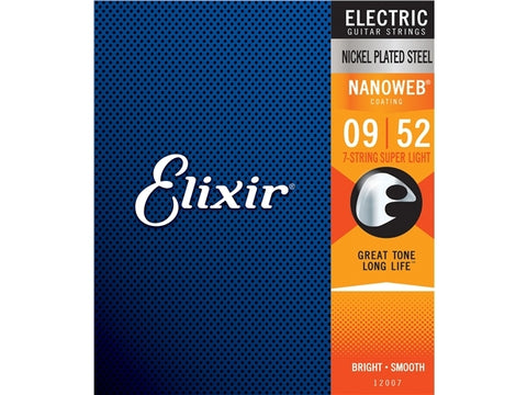 Elixir #12007 Electric Nanoweb 7 Strings Steel Super 9-52 Light