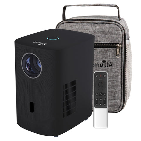 ALLIUMS Projector, Electric Focus, 200" Display, Full HD 1080p (Black)