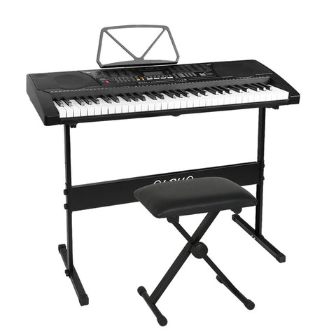 Alpha 61 Keys Electronic Piano Keyboard Digital Electric with Stand Stool Lighted
