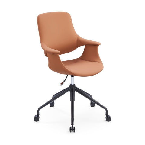 Sabia Oliver High Back Pre-Assembled Office Chair Upholstered (Tan/Black Frame)