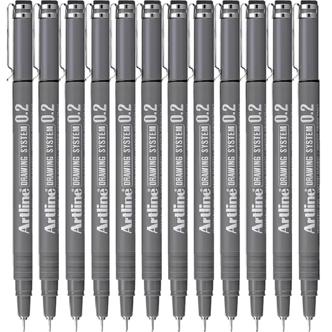 Artline Box 12232 Drawing System Pen Black Pigment Ink Water Resistant (0.2mm)