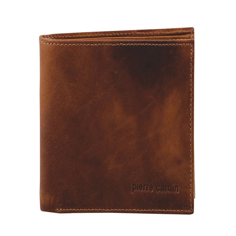 Pierre Cardin Men's Leather Tri-Fold RFID Protected Wallet 10x12cm Chestnut