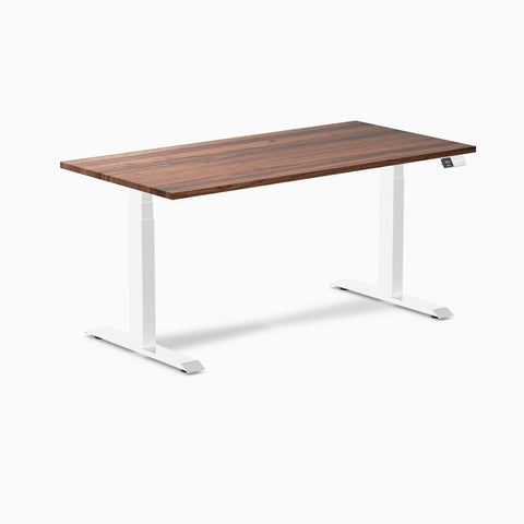 Desky Dual Hardwood Sit Stand Desk 150cm (Walnut Desktop/White Frame)
