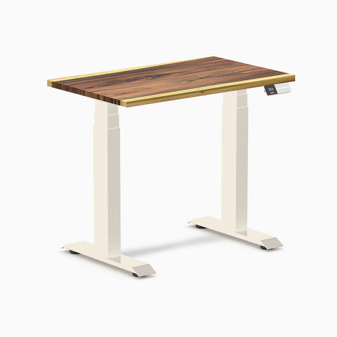 Desky Dual Mini Hardwood Sit Stand Desk 80cm Saman Desktop and Wheat Frame