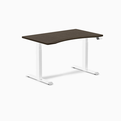 Desky Dual Ergo Edge Sit Stand Desk 120cm Dark Bamboo Desktop and White Frame
