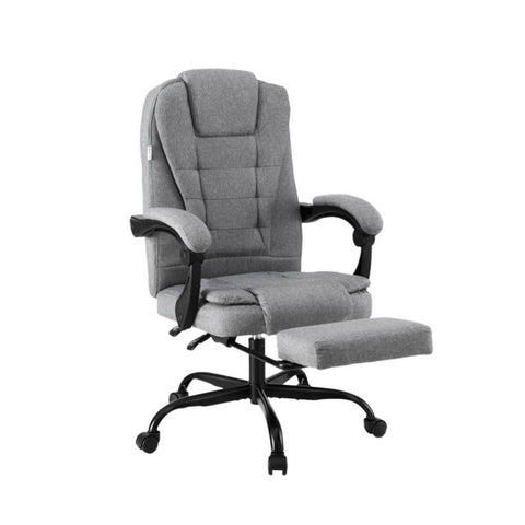 Artiss Office Chair Executive Fabric Seat Racing Computer Desk Chairs Footrest (Grey)
