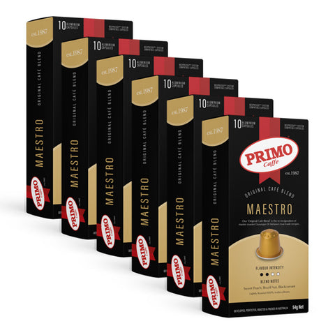 Primo Caffe Maestro Coffee Capsules (6 x 10-Pack) for Nespresso