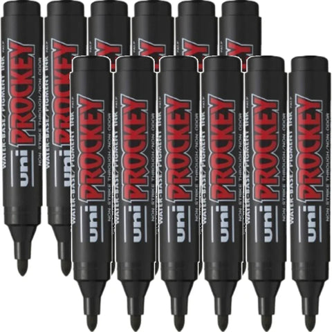 Uni-Ball PM-122 Prockey Permanent Markers Bullet 1.8mm Box of 12 (Black)