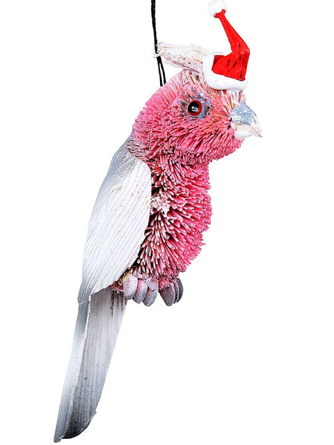 Christmas Warehouse - DECRH049 Native Galah Whimsical Organic Australian Ornament | 14cm Pink & Grey with White & Red