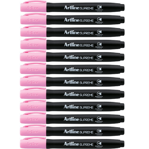 Artline Box 12 Supreme Permanent Marker Bullet Tip (Pastel Pink)