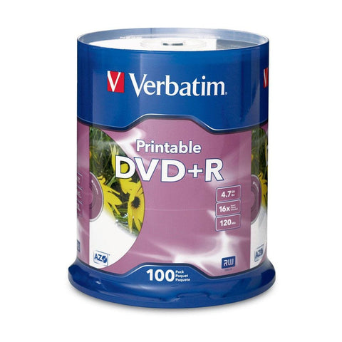 VERBATIM DVD+R White InkJet 16x Speed Blank Discs 4.7GB 100pc