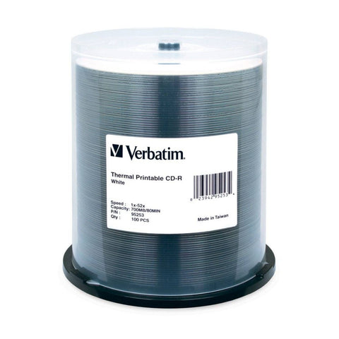 VERBATIM CD-R White Wide Thermal 52x Speed Blank Discs 700MB 100pc