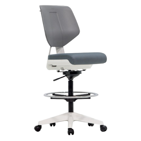 Desky Swivel 3D Tilt with Drafting Chair White/Grey