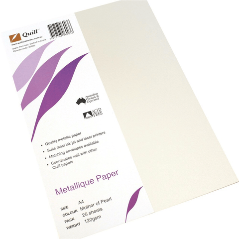 Quill Metallique Paper 120GSM A4 Mother Of Pearl Pack 25