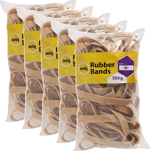 Marbig 5 Pack Rubber Bands Size No.109 500G Bags BULK
