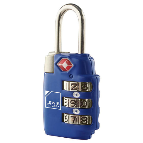 Lewis N. Clark TSA Combination Secure Padlock for Suitcase & Luggage Blue