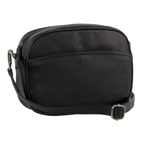 Milleni Women's Nappa Leather Shoulder Crossbody Bag/Clutch 25x20cm Black