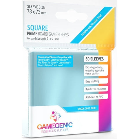Gamegenic Prime Board Game Sleeves Square Sized 73mmx73mm 50 Sleeves (Blue)