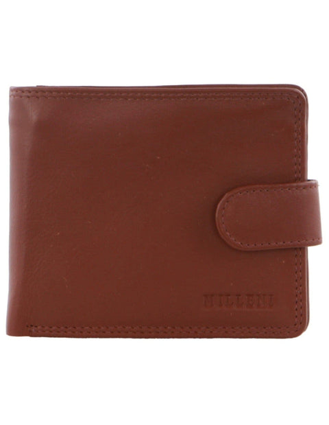 Milleni Men's Leather Tab Cash/Card RFID Protected Wallet 11x9.5cm Tan
