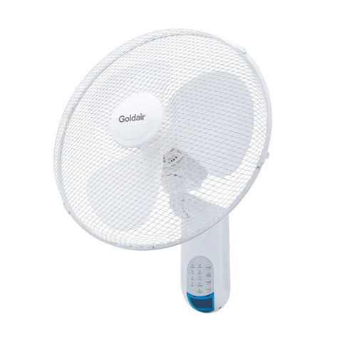 Goldair 3-Speed 40cm Oscillating Tilt Wall Fan Hanging with Timer/Remote - White
