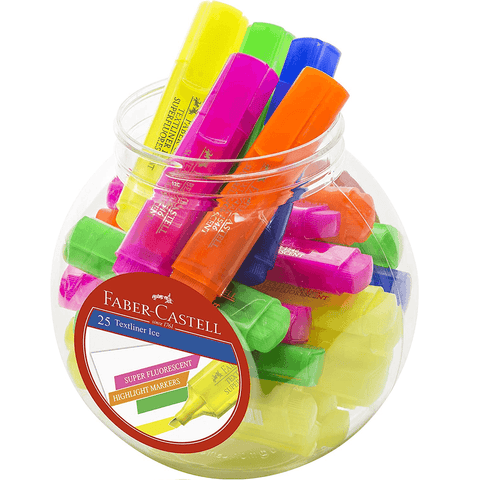 Faber-Castell 25 Colours Textliner Ice Highlighters Chisel Assorted Jar