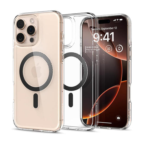 Spigen Apple iPhone 16 Pro Max Ultra Hybrid (MagFit) Case - Clear Case / Carbon Fiber Ring