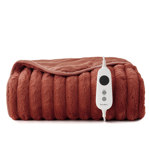 Dreamaker Chunky Fleece Heated Throw 130x160cm (Rust)