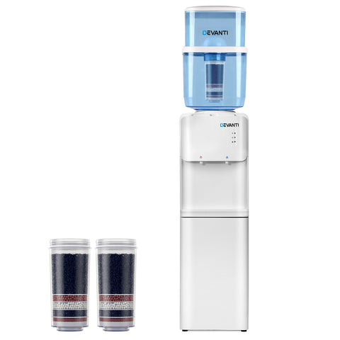 Devanti Water Cooler Dispenser Stand 22L Bottle White with 2 Filter