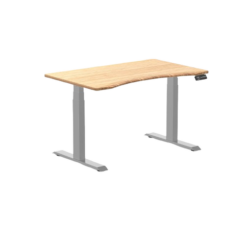 Desky Dual Ergo Edge Sit Stand Desk 120cm Bamboo Desktop and Grey Frame