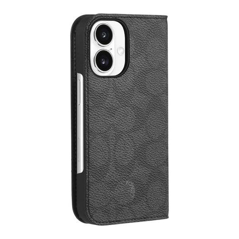 Coach Folio Case for iPhone 16 - Signature Charcoal