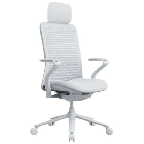 Desky Pro Ergonomic Mesh Chair with Headrest Soft White