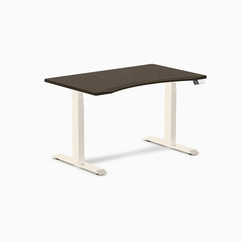 Desky Dual Ergo Edge Sit Stand Desk 120cm Dark Bamboo Desktop and Wheat Frame